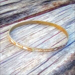 Vintage Abalone Slim Stacking Bangle Bracelet Gold Tone